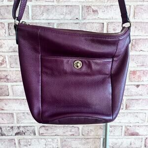 ELLIOTT LUCCA Benjamine  Burgundy Leather Bucket‎ Crossbody Bag (T)
